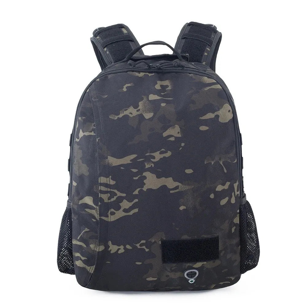 Covert Backpack Body Armor System w/MOLLE Attachments + Front + Rear NIJ IV Rigid Inserts - Stops 300WIN MAG + .30-06AP - Black Camo