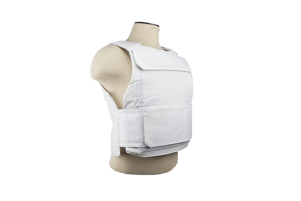 Concealable Body Armor w/ Extra Large 11inx14in Front + Rear NIJ IV Rigid Inserts - Stops 300WIN MAG + .30-06AP White