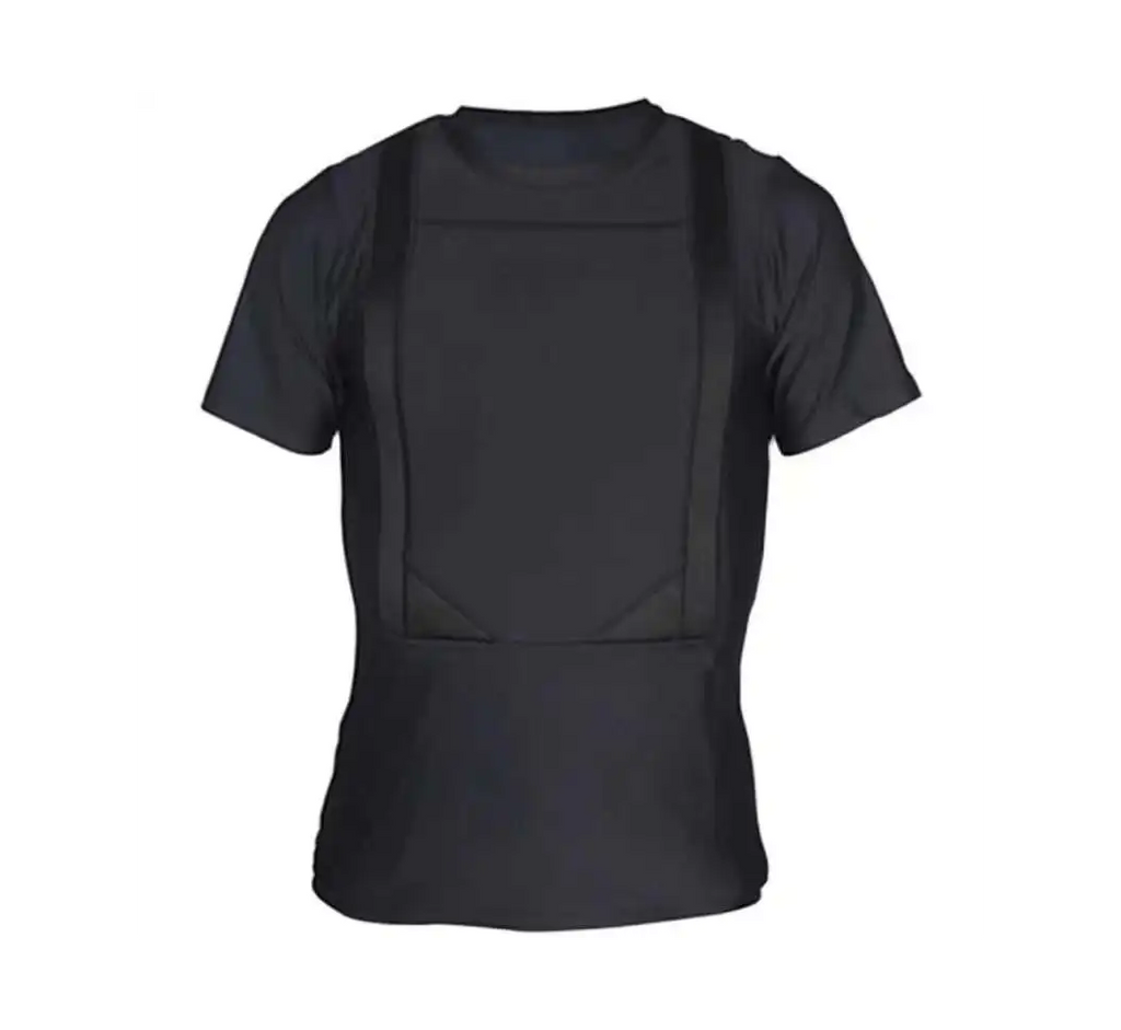 Concealed Flexible Body Armor T-Shirt w/ NIJ IIIA Front + Rear Soft Panels XL