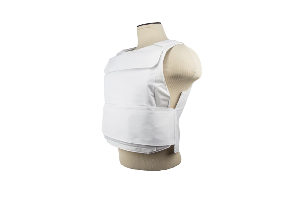 Concealable Body Armor w/ Extra Large 11inx14in Front + Rear NIJ IV Rigid Inserts - Stops 300WIN MAG + .30-06AP White
