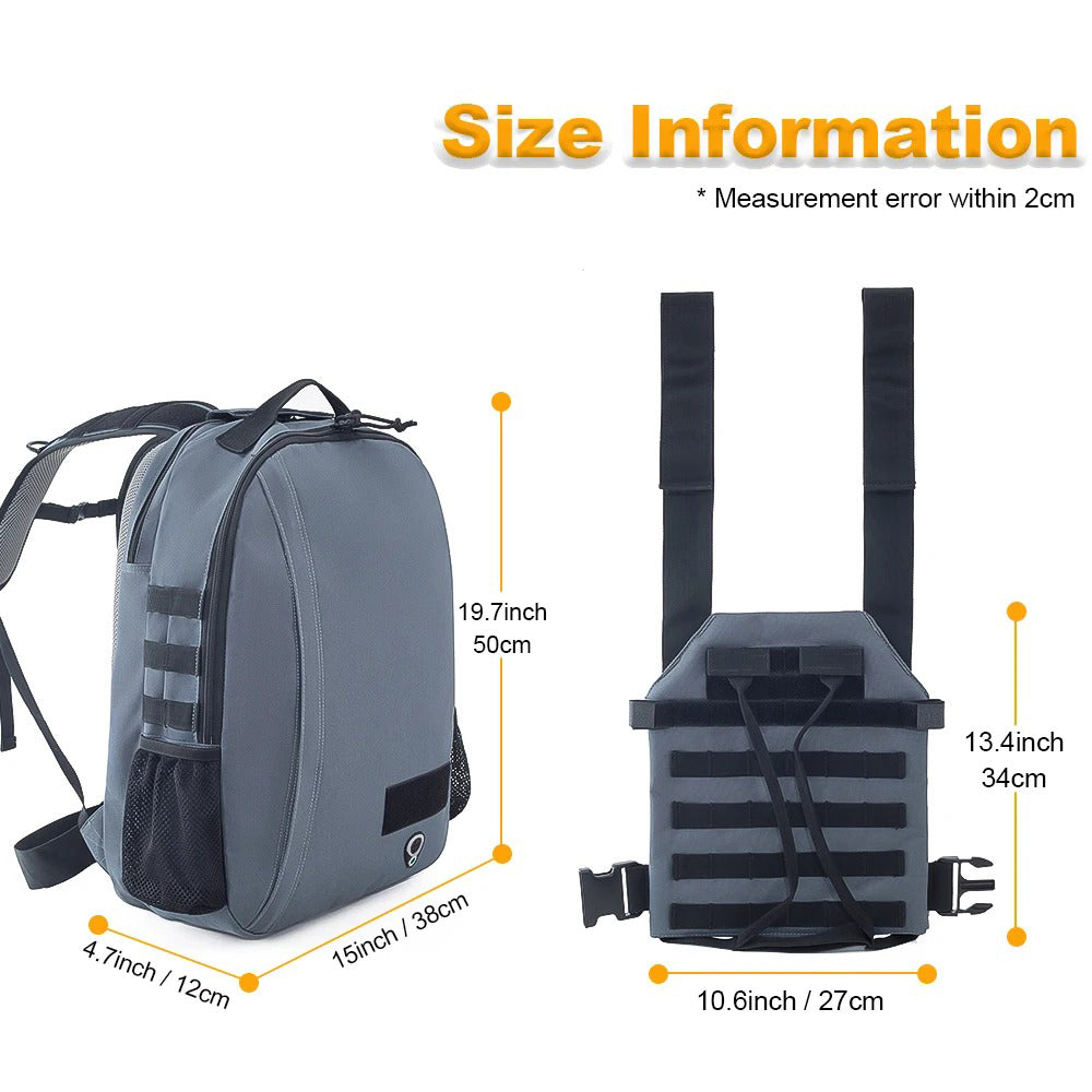 Covert Backpack Body Armor System w/MOLLE Attachments + Front + Rear NIJ IV Rigid Inserts - Stops 300WIN MAG + .30-06AP - Blue