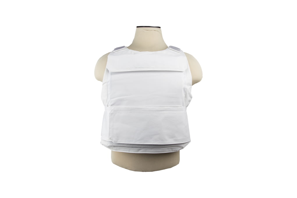 Concealable Body Armor w/ Extra Large 11inx14in Front + Rear NIJ IV Rigid Inserts - Stops 300WIN MAG + .30-06AP White