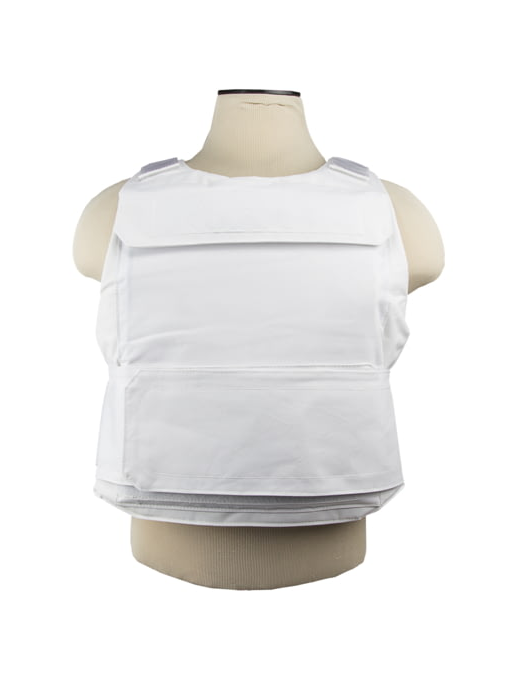 Concealable Body Armor w/ Extra Large 11inx14in Front + Rear NIJ IV Rigid Inserts - Stops 300WIN MAG + .30-06AP White